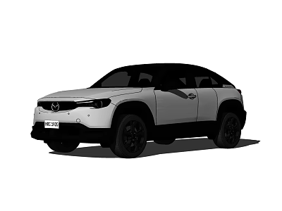 White And Black Modern SUV With Front Grille Headlights And Black Wheels 3d model