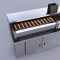 Modern Stainless Steel Kitchen Grill Appliance With Long Grill Surface And Cabinet Doors