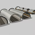Concrete Arch Tunnel Structures With Multiple Curved Sections And Roadway Lanes 3d model