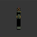 Modern Green and Black Toy Gun with Yellow Dots Red Button and Sleek Design