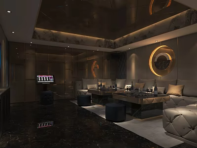Luxury Modern KTV Interior Design With Comfortable Sofa Coffee Table And Ambient Lighting 3d model