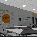 School Math Classroom With Math Formulas Pi Symbol And Geometric Learning Space