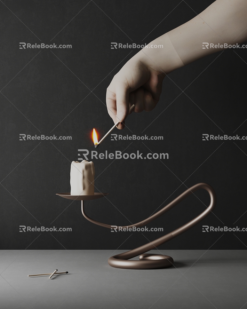 Candle ornaments hand candlestick 3d model