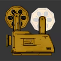 Vintage Yellow Film Projector with Dual Reels 3D Model for Computer Design