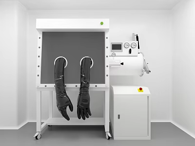 Medical Biological Safety Cabinet With Black Gloves Control Panel And Side Cabinet For Laboratory Use 3d model