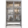Geometric Patterned Glass Door Display Cabinets With Glassware And Decorative Items