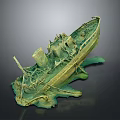 Detailed Underwater Shipwreck Wreckage Model With Rusty Hull And Marine Plants