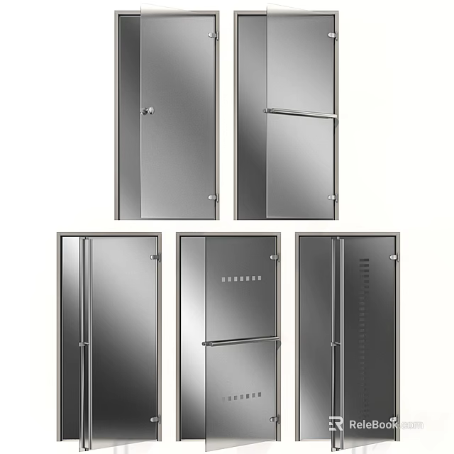 Metal Storage Cabinets With Various Designs Handles And Ventilation Grilles 3d model 