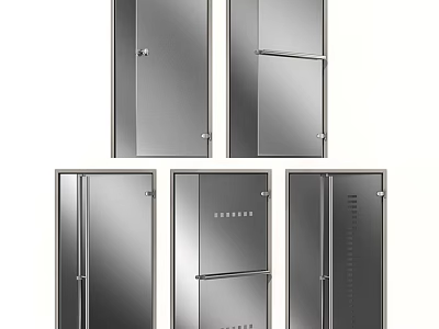 Metal Storage Cabinets With Various Designs Handles And Ventilation Grilles 3d model