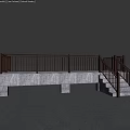 Outdoor Railing Design With Ocean View Blue Sky White Clouds And Stone Steps