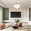 Modern Dining Kitchen Interior With White And Green Cabinets Silver Refrigerator Countertop Coffee Maker Vase