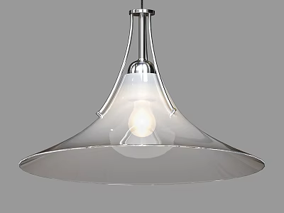 Modern Pendant Light With Chrome Metal Frame And Transparent Glass Shade 3d model