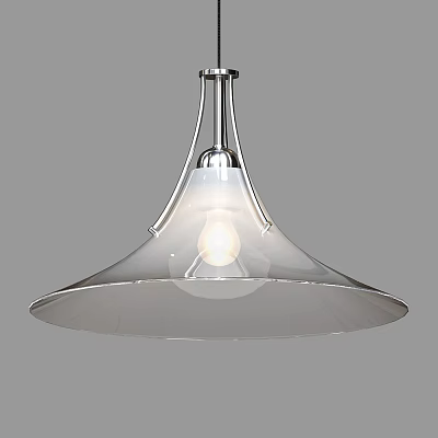 Modern Pendant Light With Chrome Metal Frame And Transparent Glass Shade 3d model