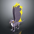 Gray Dragon Game and Movie Character With Yellow Wings and White Underbelly 3D Model Design