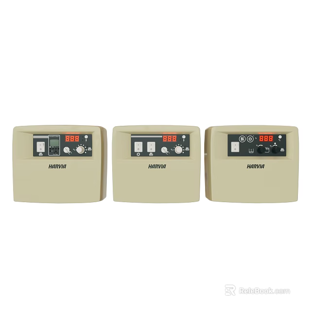 Three Honeywell Beige Daily Electrical Appliances Featuring Digital Display And Control Buttons 3d model 