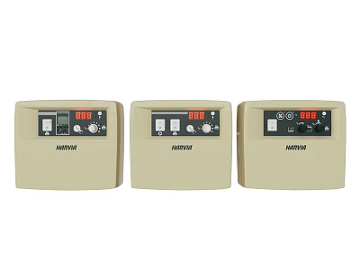 Three Honeywell Beige Daily Electrical Appliances Featuring Digital Display And Control Buttons 3d model
