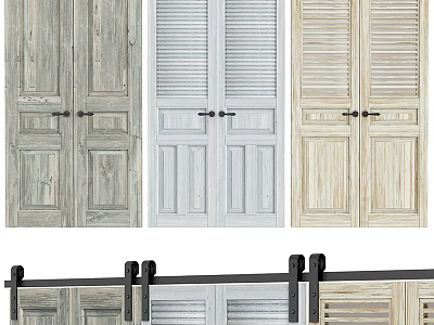 Wooden Sliding Doors in Various Styles for Home Interior Decoration 3d model