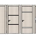 White Modern Hinged Doors With Simple Panel Lines And Black Metal Handles 3d model