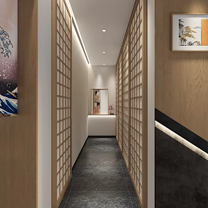 Japanese-style aisle, Japanese food shop corridor 3d model