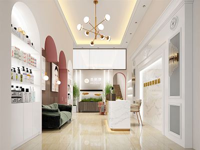 Light Luxury Beauty Salon Hall 3d model