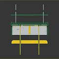 Green Frame Manual Metal Shear With Yellow Foot Pedal And Worktable