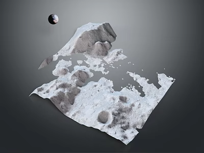 Realistic Moon Surface 3D Render with Distant Earth and Gray Craters 3d model