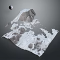 Realistic Moon Surface 3D Render with Distant Earth and Gray Craters 3d model
