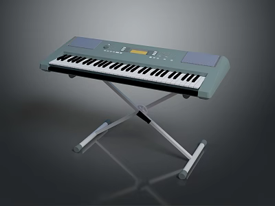 Portable Digital Electronic Keyboard Music Instrument with Stand Black and White Keys 3d model