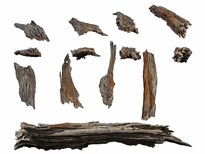 Natural Stone And Weathered Wood Decorative Pieces For Interior Design Projects 3d model