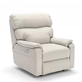 Ivory Leather Single Sofa With Cushioned Back Reclining Function And Armrests 3d model