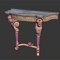 Elegant Console Table With White Marble Top And Ornate Golden Carved Legs Design
