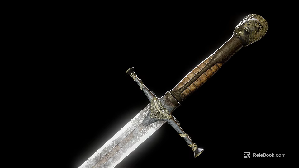Ornate Medieval Steel Sword With Intricate Blade Engravings And Decorative Hilt 3d model 