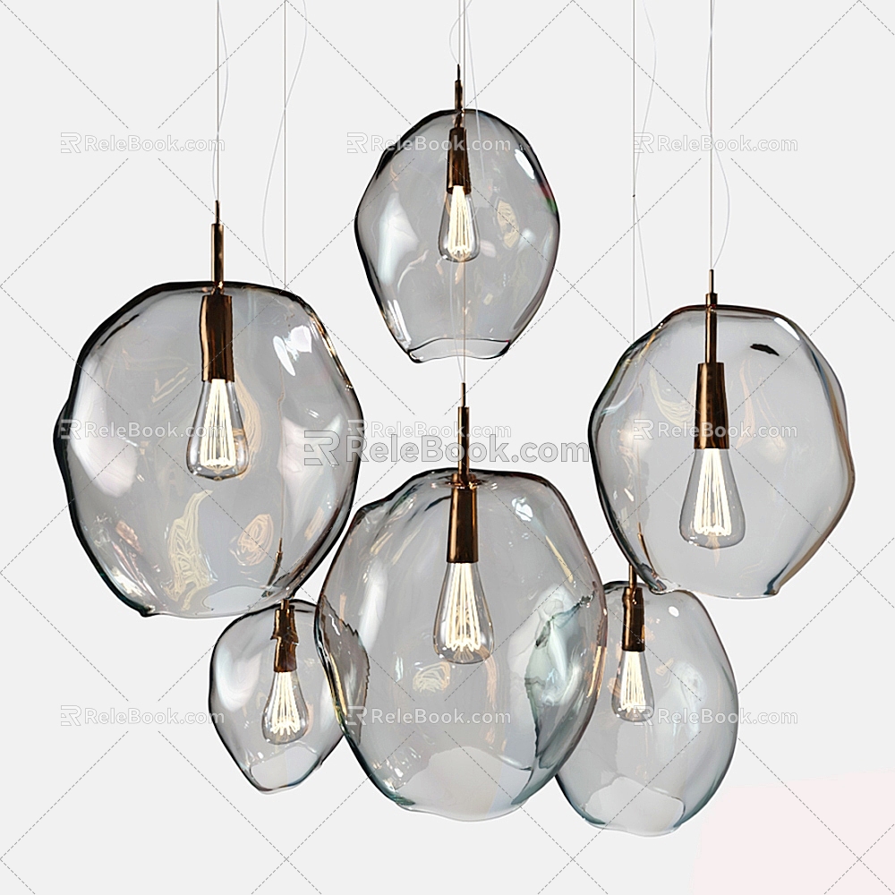 Modern glass chandelier group 3d model