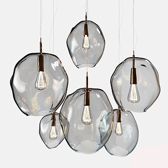 Modern glass chandelier group 3d model