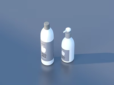 Apple Scent Cosmetic Products With Large And Small Pump Bottles 3d model