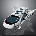 Futuristic White Car Model With Blue Accents And Sleek Aerodynamic Design