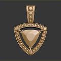Elegant Golden Pendant With Orange Gemstone Inlaid Small Diamonds Exquisite Design