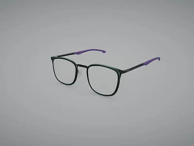 Stylish Black Frame Glasses With Purple Temples And Modern Design Elements 3d model