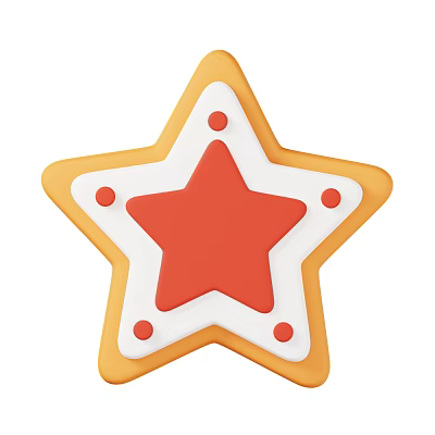 Decorative Ornament Set Star Shaped Design With Yellow Border Red Center And Dots 3d model