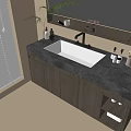 Modern Bathroom Vanity With Gray Countertop White Sink Mirror And Wooden Cabinets
