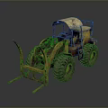 Old Yellow Construction Loader With Large Worn Tires And Front Bucket 3d model
