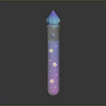 Transparent Decorative Container With Cone Shaped Top Star Patterns And Gradient Design