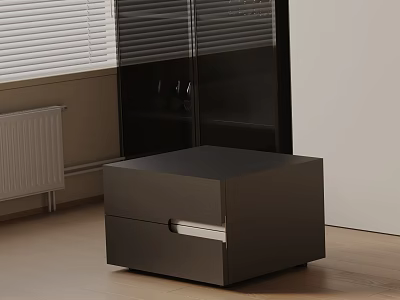 Black Modern Bedside Table With Simple Design And Single Drawer For Bedroom 3d model