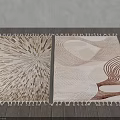 Modern Square Rug With Intricate Abstract Pattern Neutral Tones And Fringed Edges