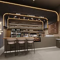 Stylish Shopping Mall Store With Glass Facade Offering Coffee Desserts Whiskey And Casual Dining