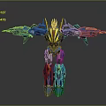 Blue And Yellow Sci Fi Mecha Robot Game Movie Character With Extended Wings
