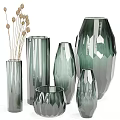 Stylish Green Glass Vases In Various Shapes And Sizes For Home Decoration