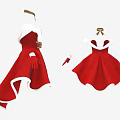 Red Christmas Themed Dress With White Trim Green Belt And Matching Gloves