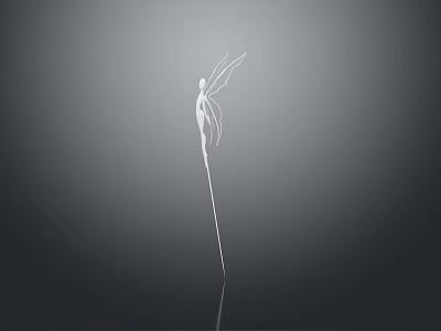 Elegant Decorative Furniture With White Silhouette On Slim Pole Design 3d model