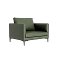 Green Leather Single Sofa With Modern Minimalist Design And Black Metal Legs 3d model